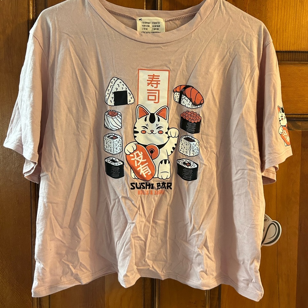 French Pastry Pink Sushi Cat T-Shirt